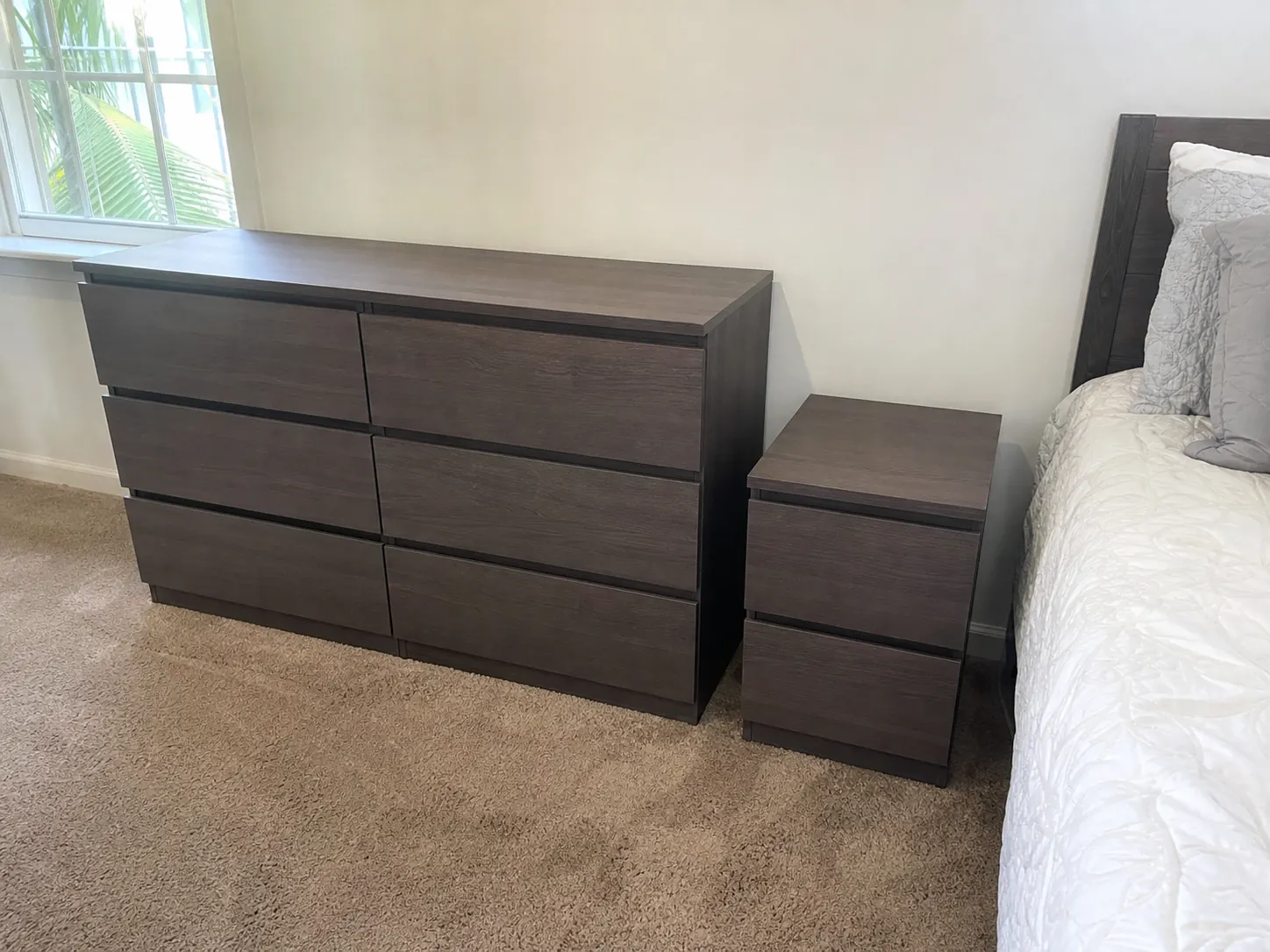 Assembled dresser and bedside table